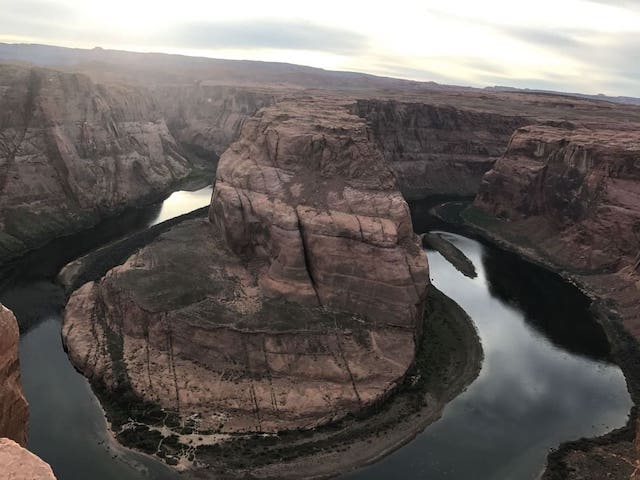 Horseshoe Bend with the sun setting