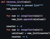 Reverse list code on Pycharm for my CS161 class